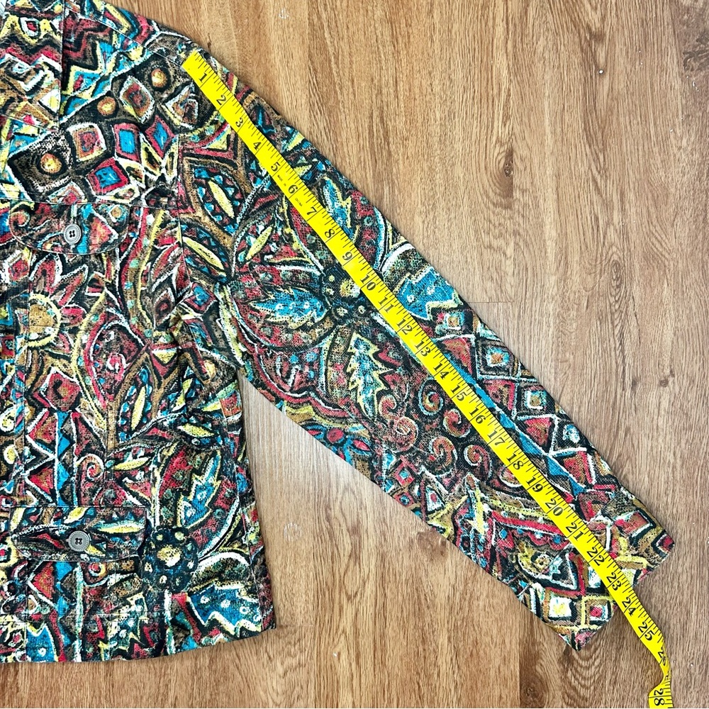 Chico's Multicolor Patterned Button Collar Jacket - image 11